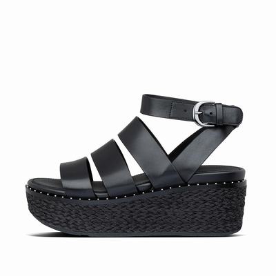 Fitflop Women's ELOISE Espadrille Wedge Sandals - Black, AY9173084